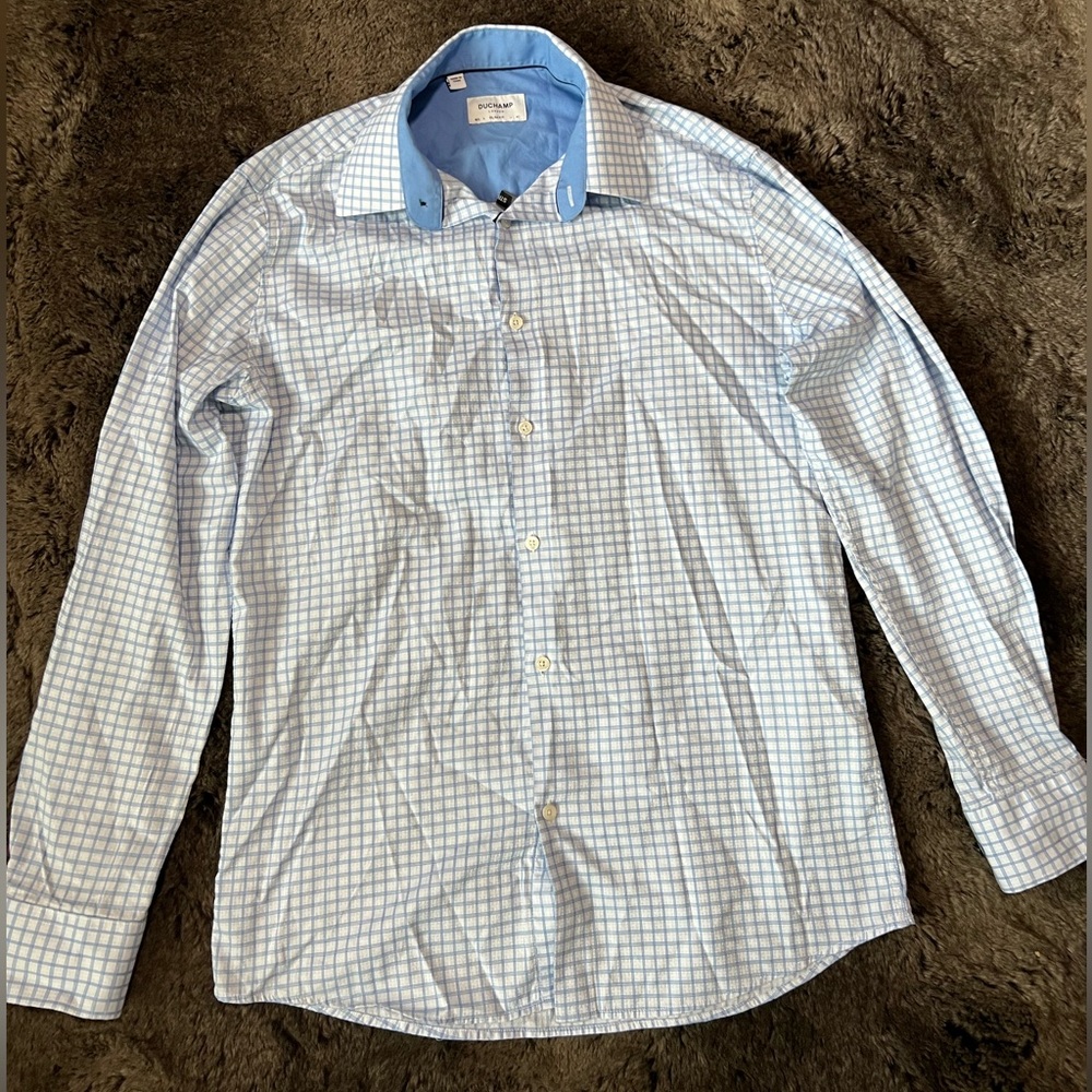 Duchamp Slim Fit Checkered Dress Shirt Size L